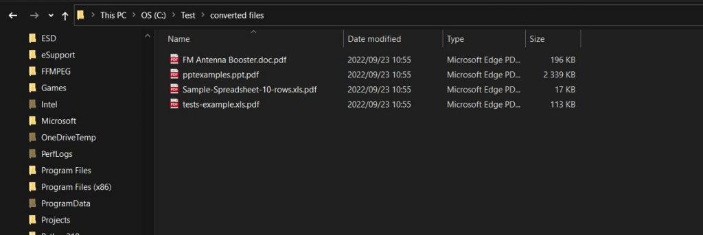 converted PDF documents
