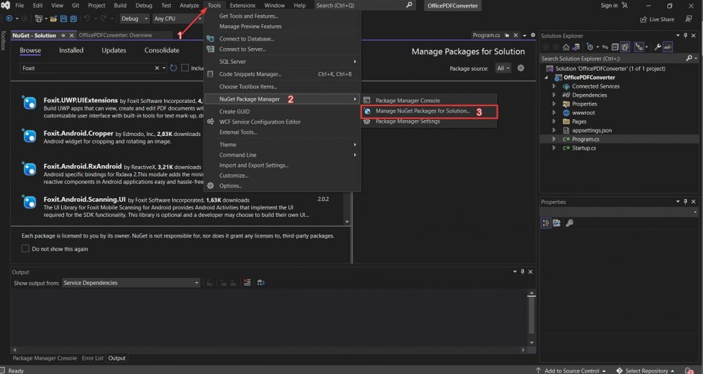 Manage NuGet Packages for Solution