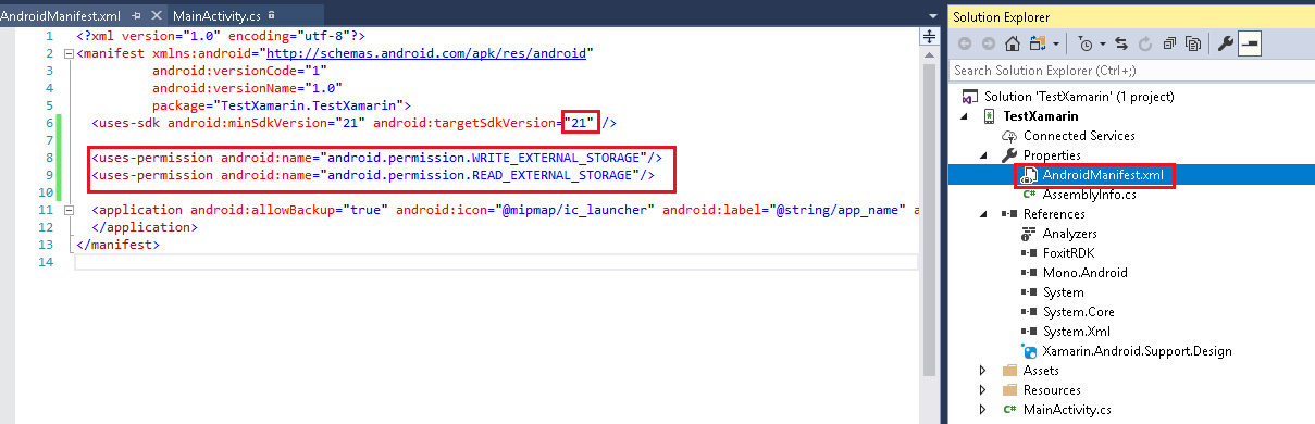 android manifest solution explorer permission html developer guide 1 1
