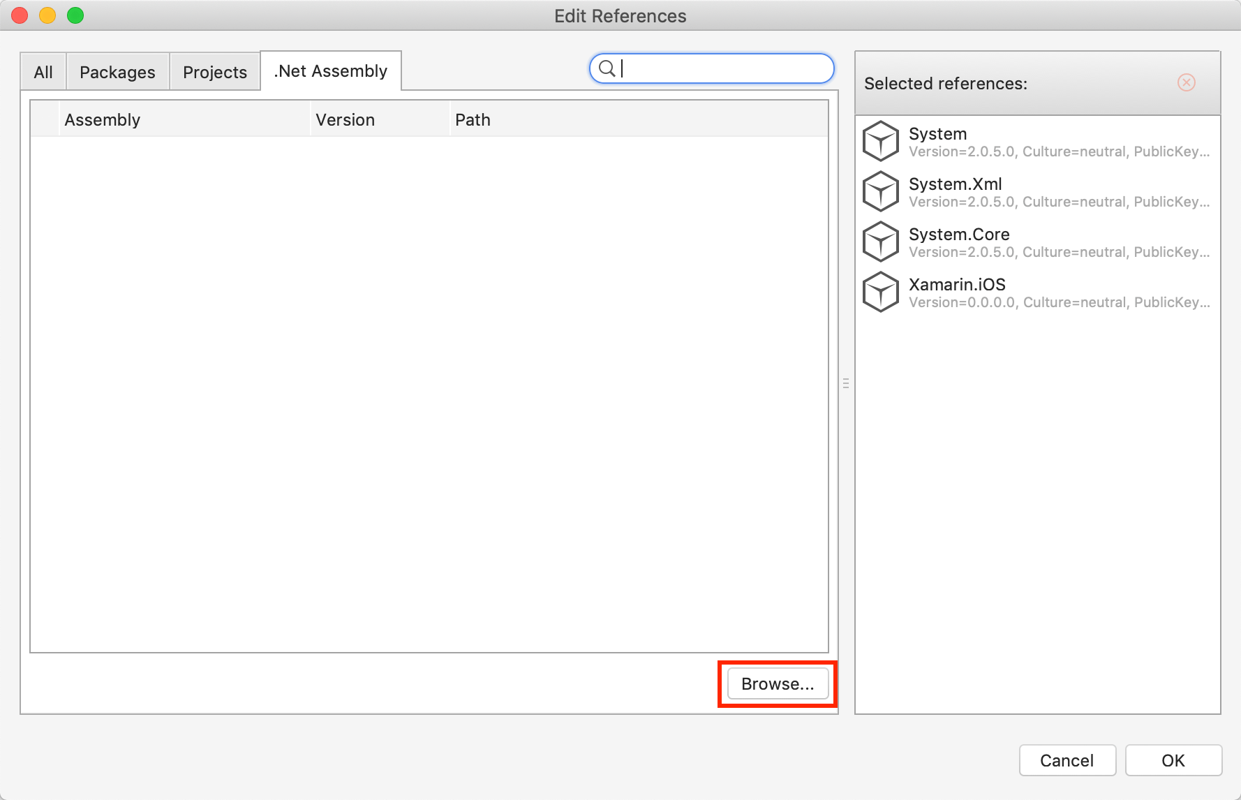 browse edit refernces dotnet assembly pdf ios