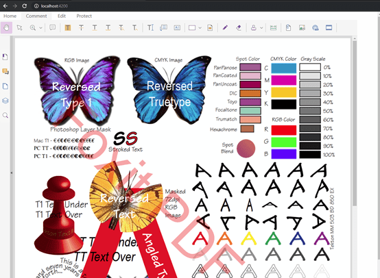 butterfly reversed image rgb cmyk text over under angular