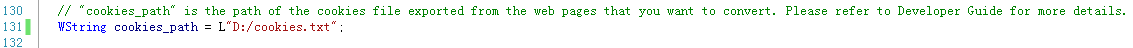 cookies path exported web page convert developer guide 1