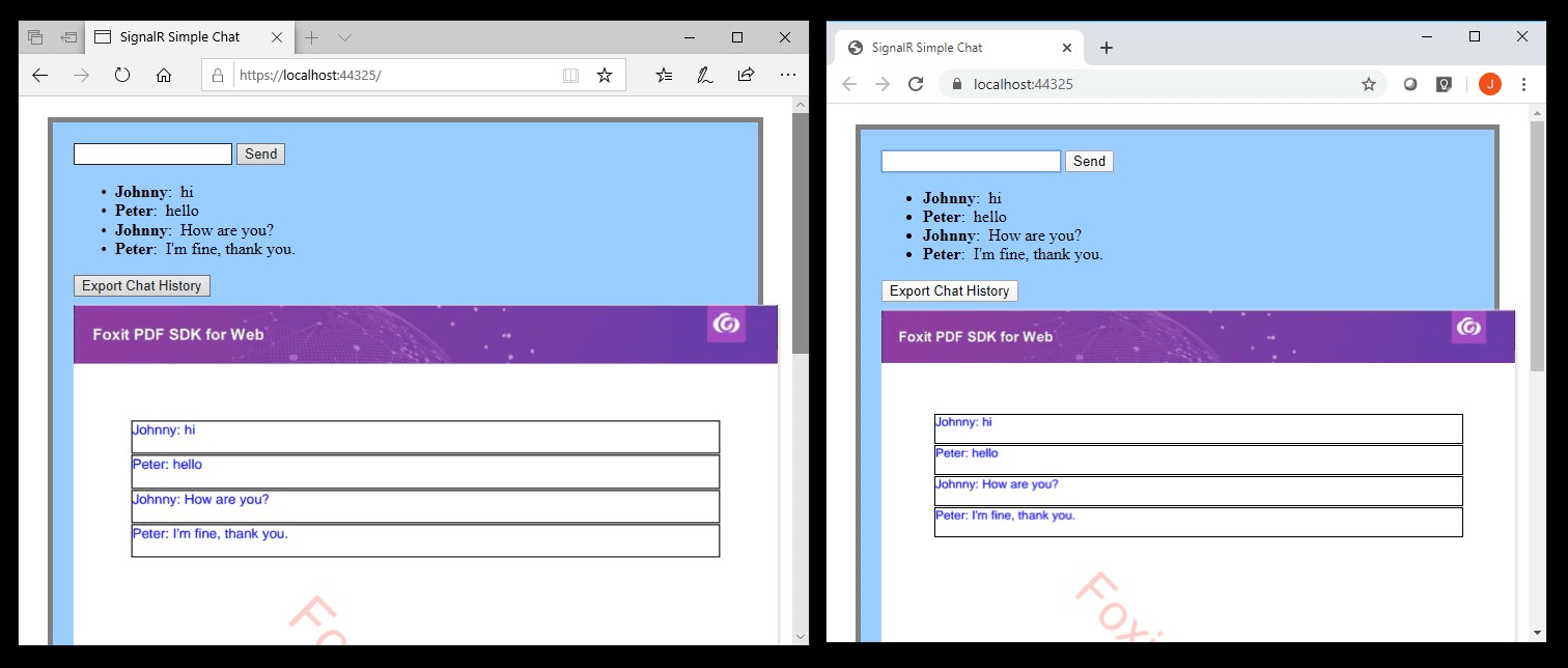 double tab simple chat pdf sdk foxit