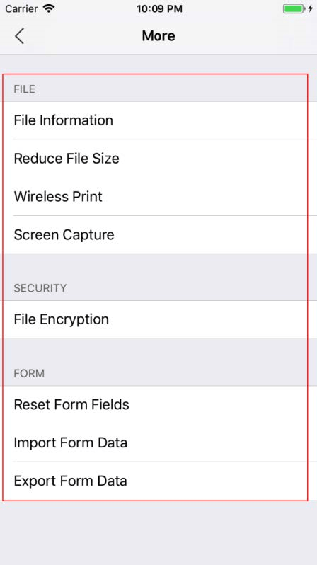 file information security form more options ios foxit