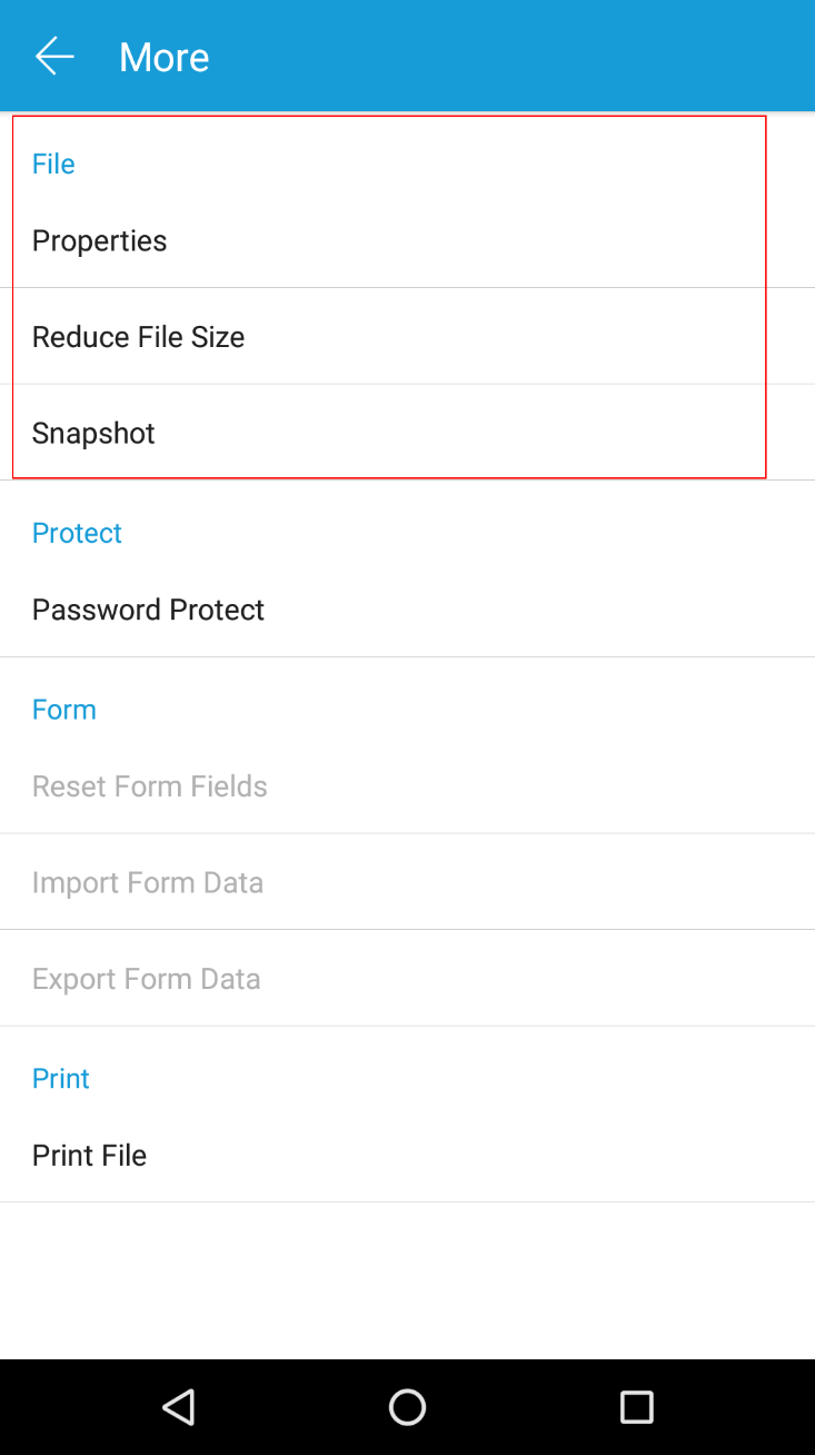 file options android properties size snapshot pdf sdk