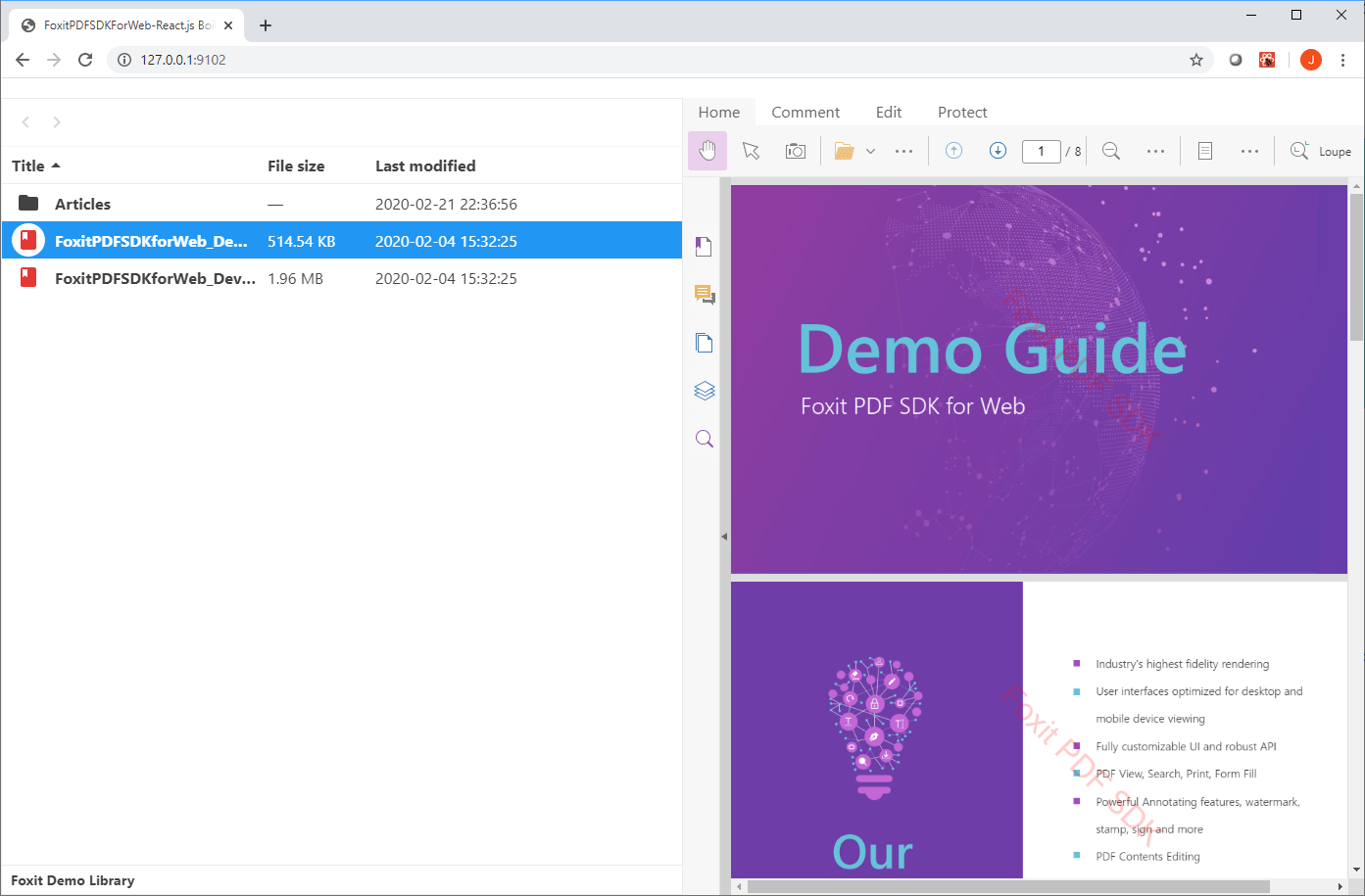 foxit pdf sdk web demo guide tab dual