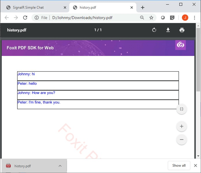 foxit pdf sdk web downloads history tab