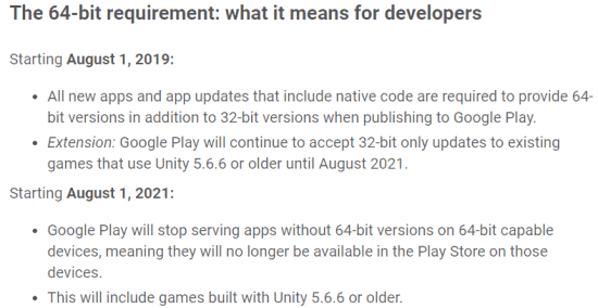 google 64 bit apps requirements