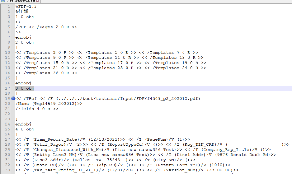 Template-based FDF file