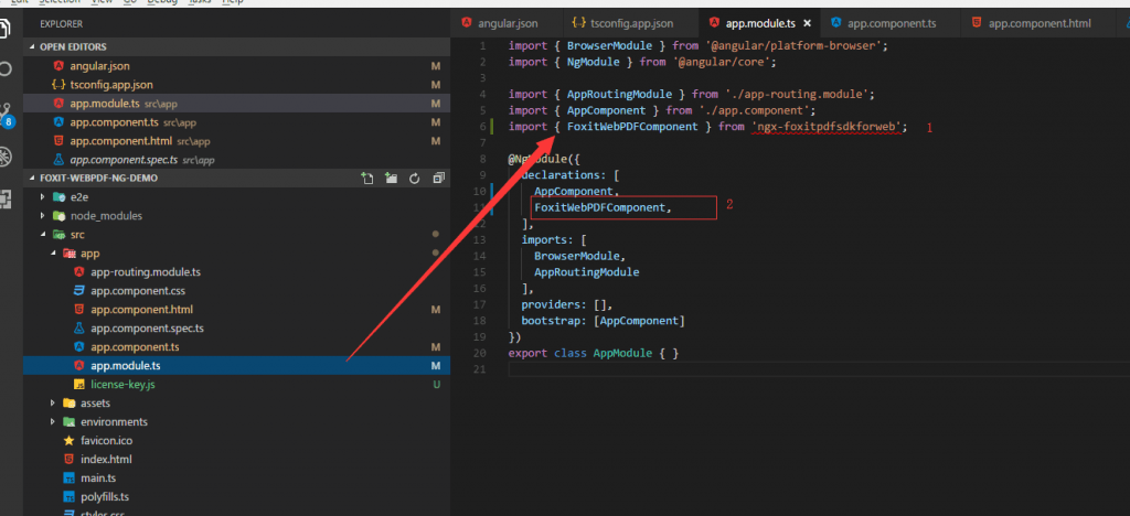 import foxit web pdf component app module angular
