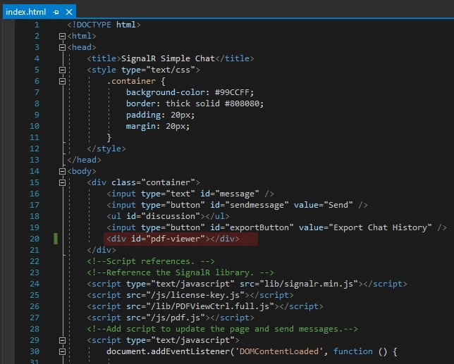 index html code coding foxit pdf sdk