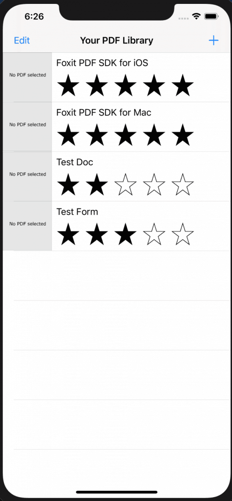ios swift pdf library test settings options edit add