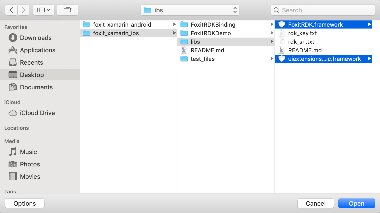 library ios foxit xamarin ui extensions framework rdk sdk 1