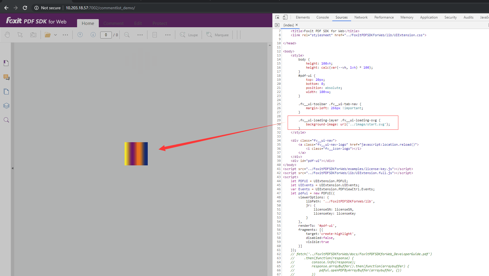 loading icon foxit pdf sdk web code output image view
