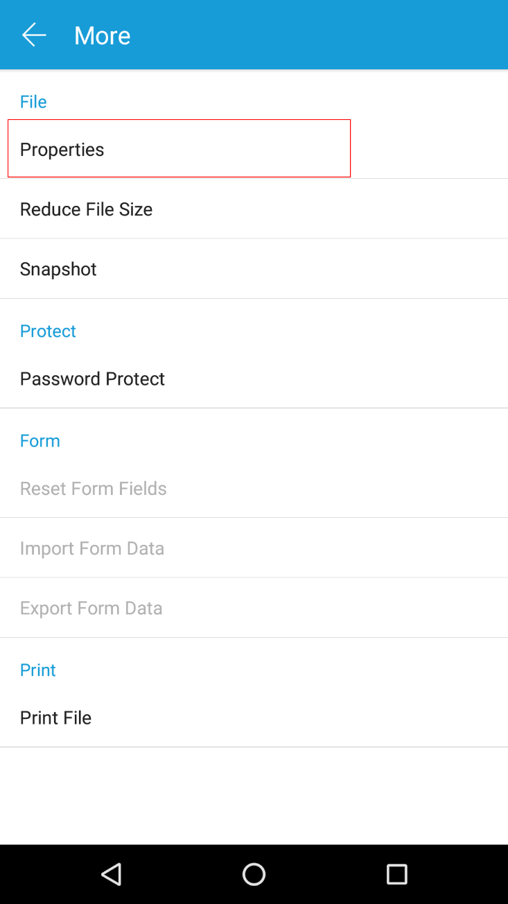 more options properties settings android pdf sdk