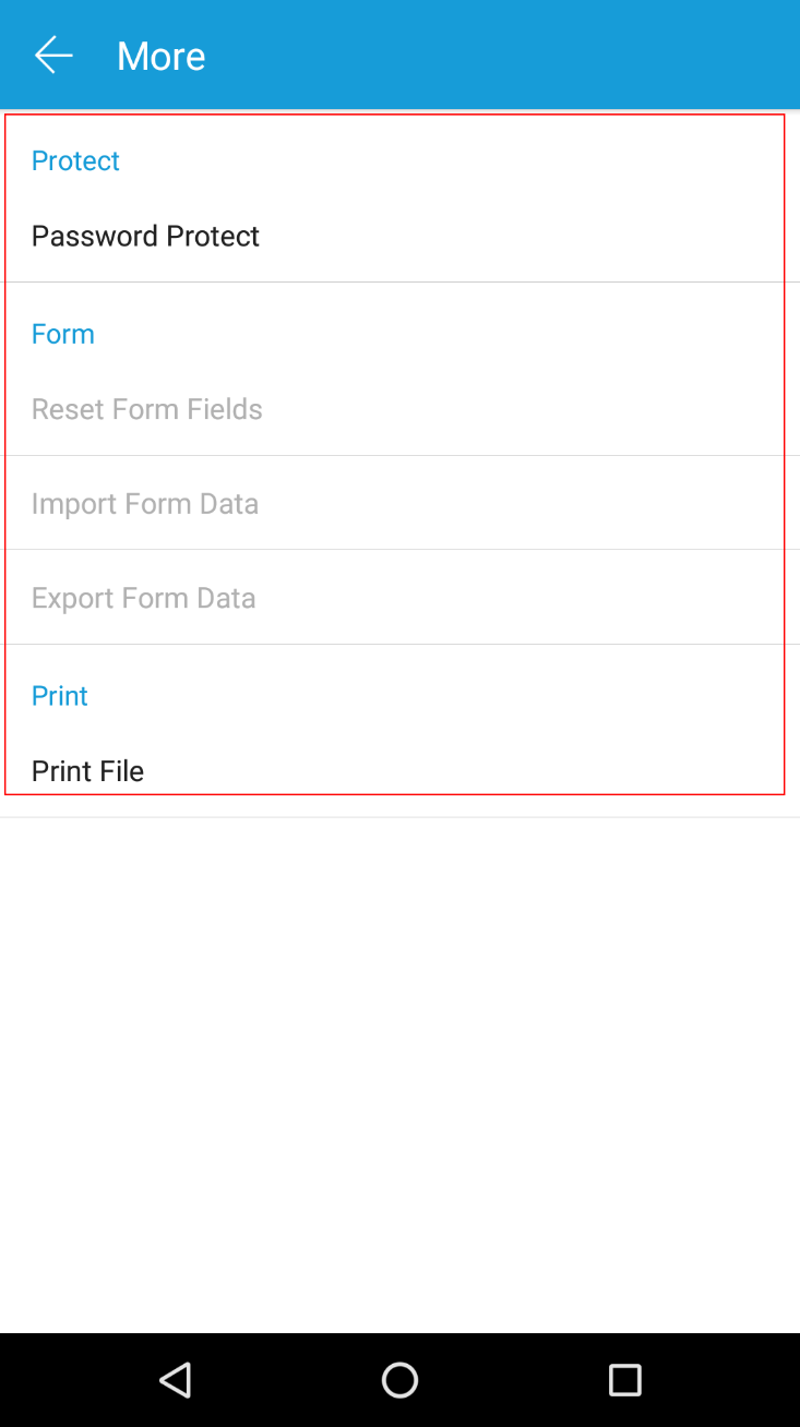 more options settings protect form print foxit pdf sdk android