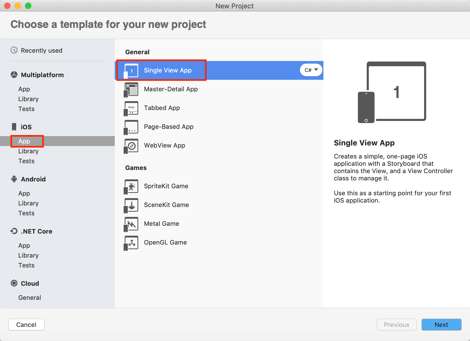 new project single view app ios developer guide sdk