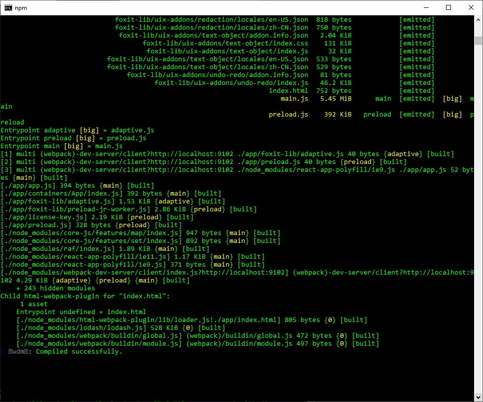 npm code pdf sdk foxit html