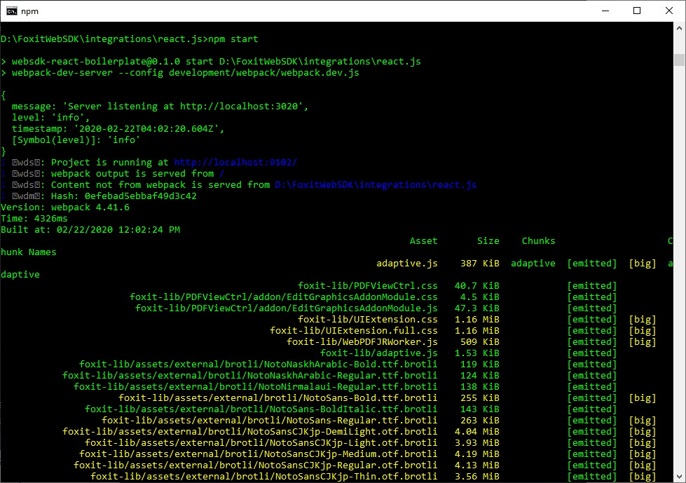 npm foxit web sdk pdf js text html code