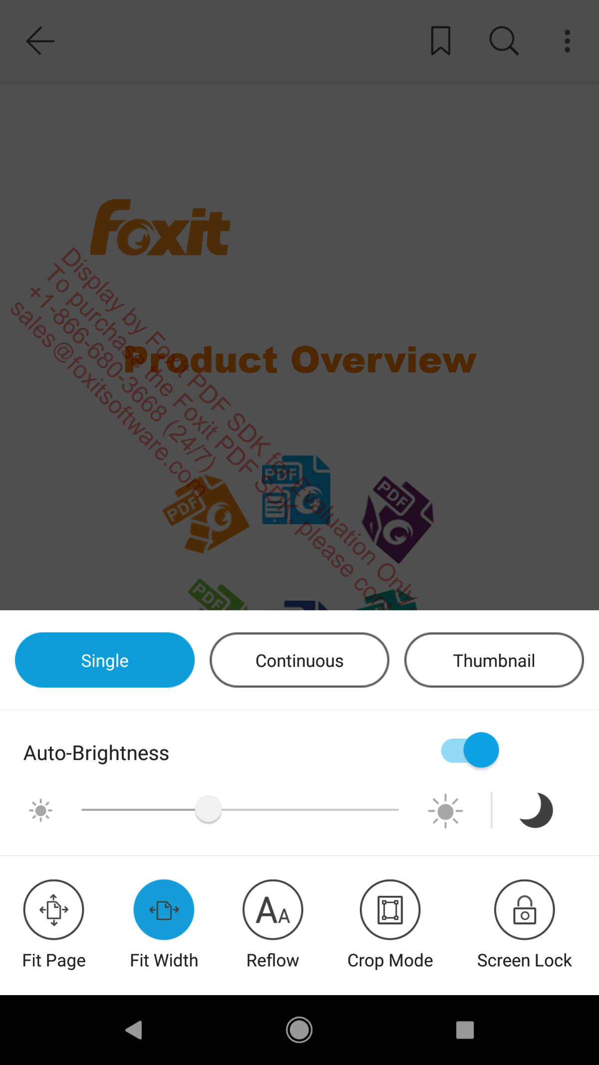 page fit options tools foxit pdf sdk android