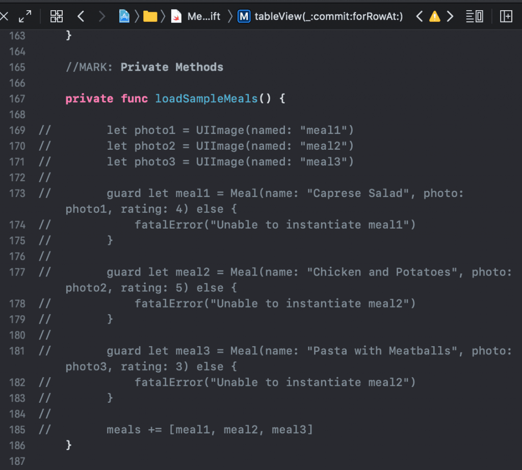 private function load sample meals swift coding ios foxit