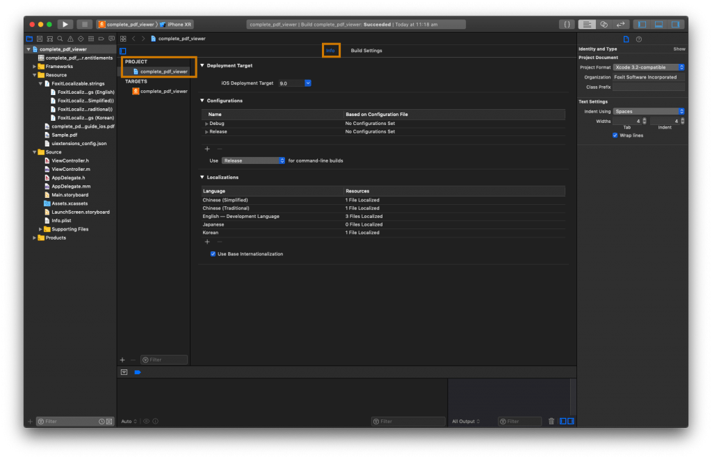 project complete pdf viewer info ios sdk foxit files