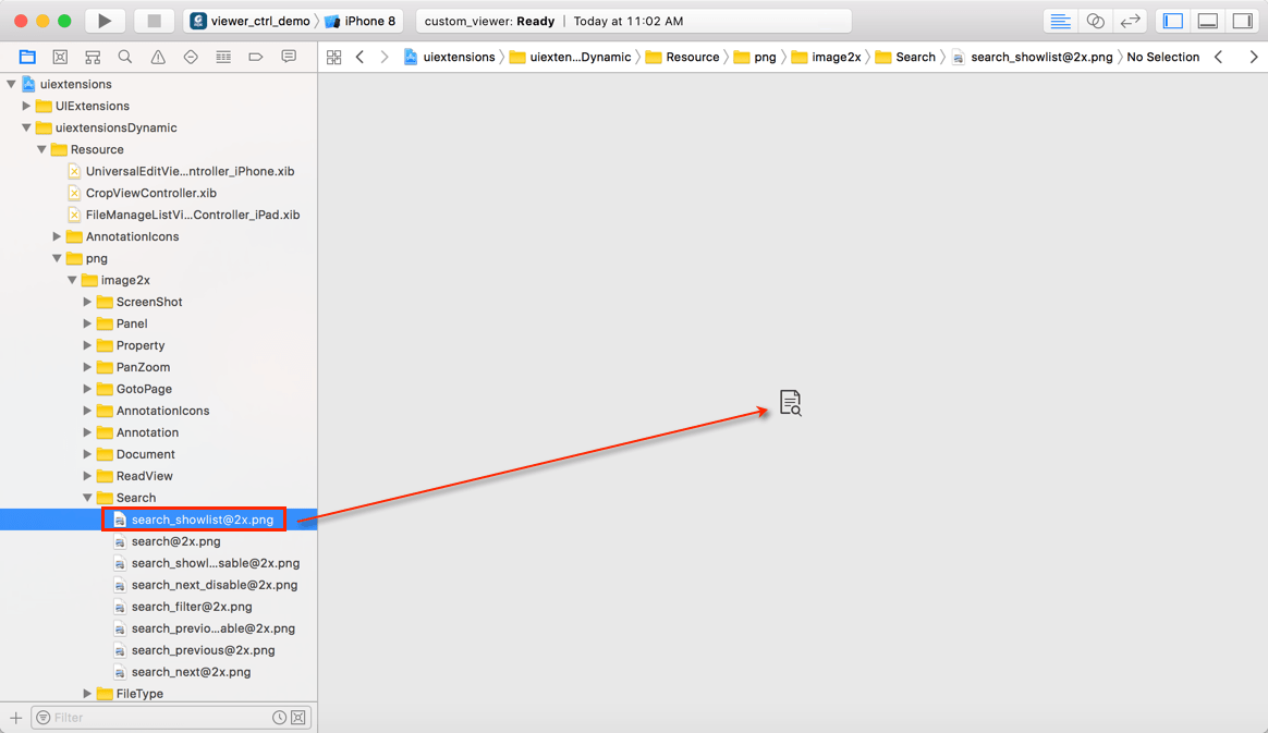 search showlist ui extensions files ios foxit