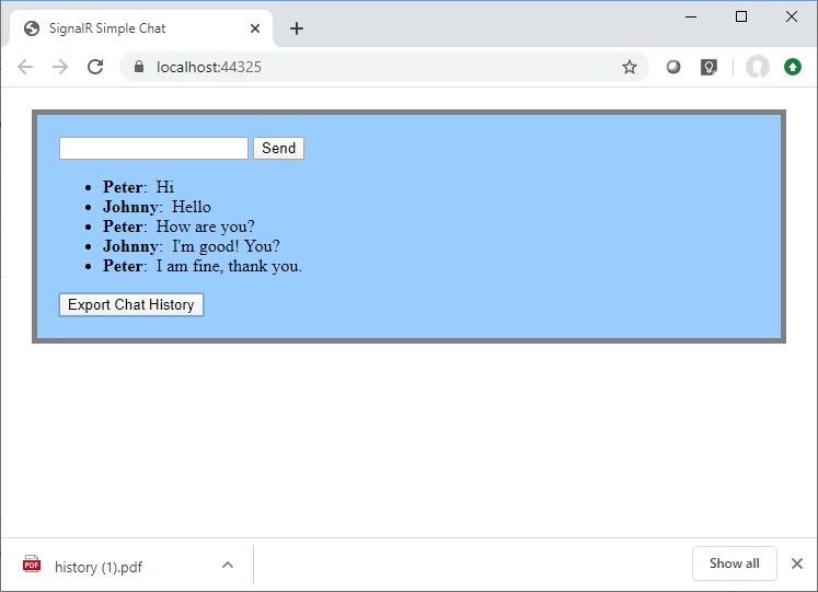 signalr simple chat export chat tab pdf sdk foxit web