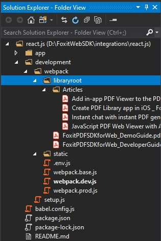 solution explorer folder view library root folders pdf sdk