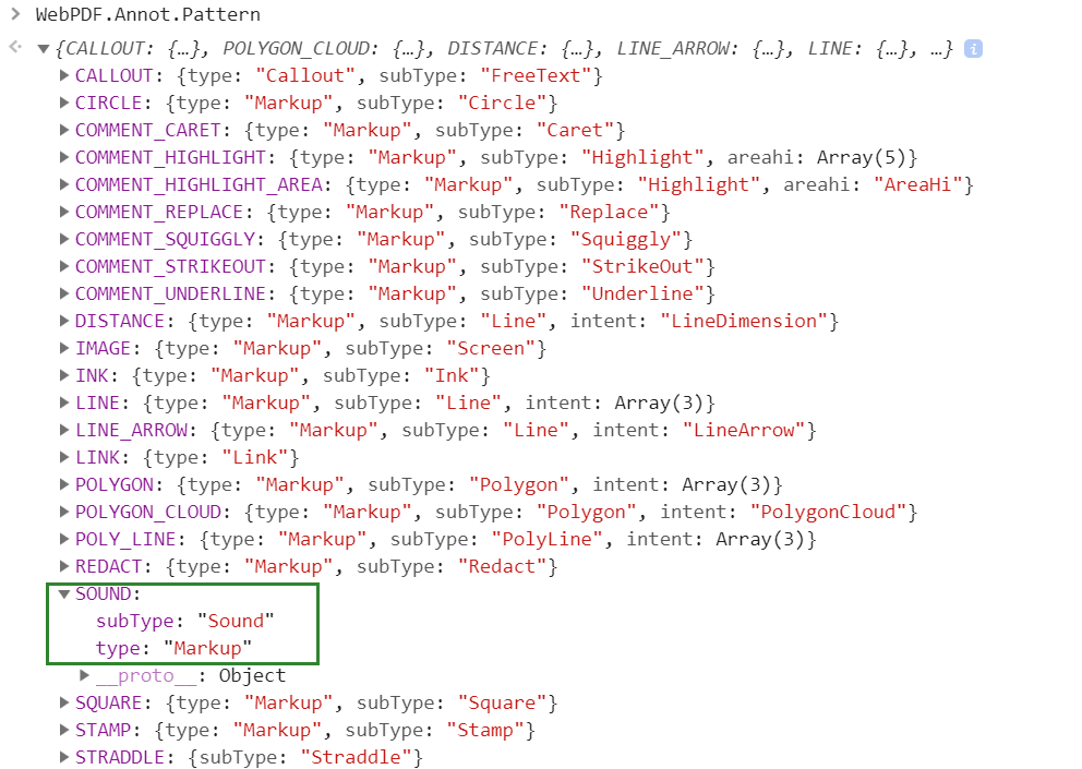 sound subtype type markup code html pdf sdk foxit