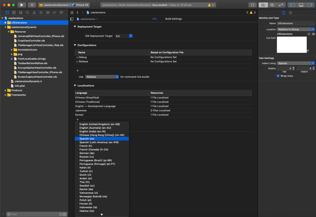 ui extensions file langauge change ios foxit