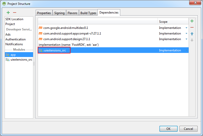 ui extensions modules app dependencies project structure