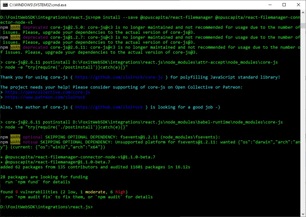 windows systems command foxit web sdk pdf coding html