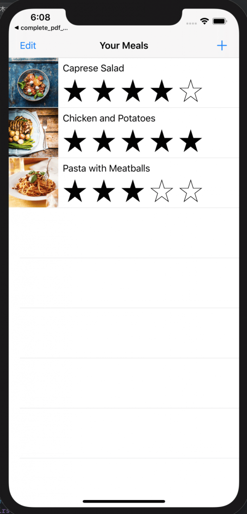 your meals choices edit add options ios mobile swift